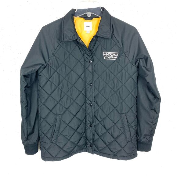 Vans Thanks Coach Quilted MTE Jacket Polyester Full Zip Snap Closure Black XS - Picture 1 of 8